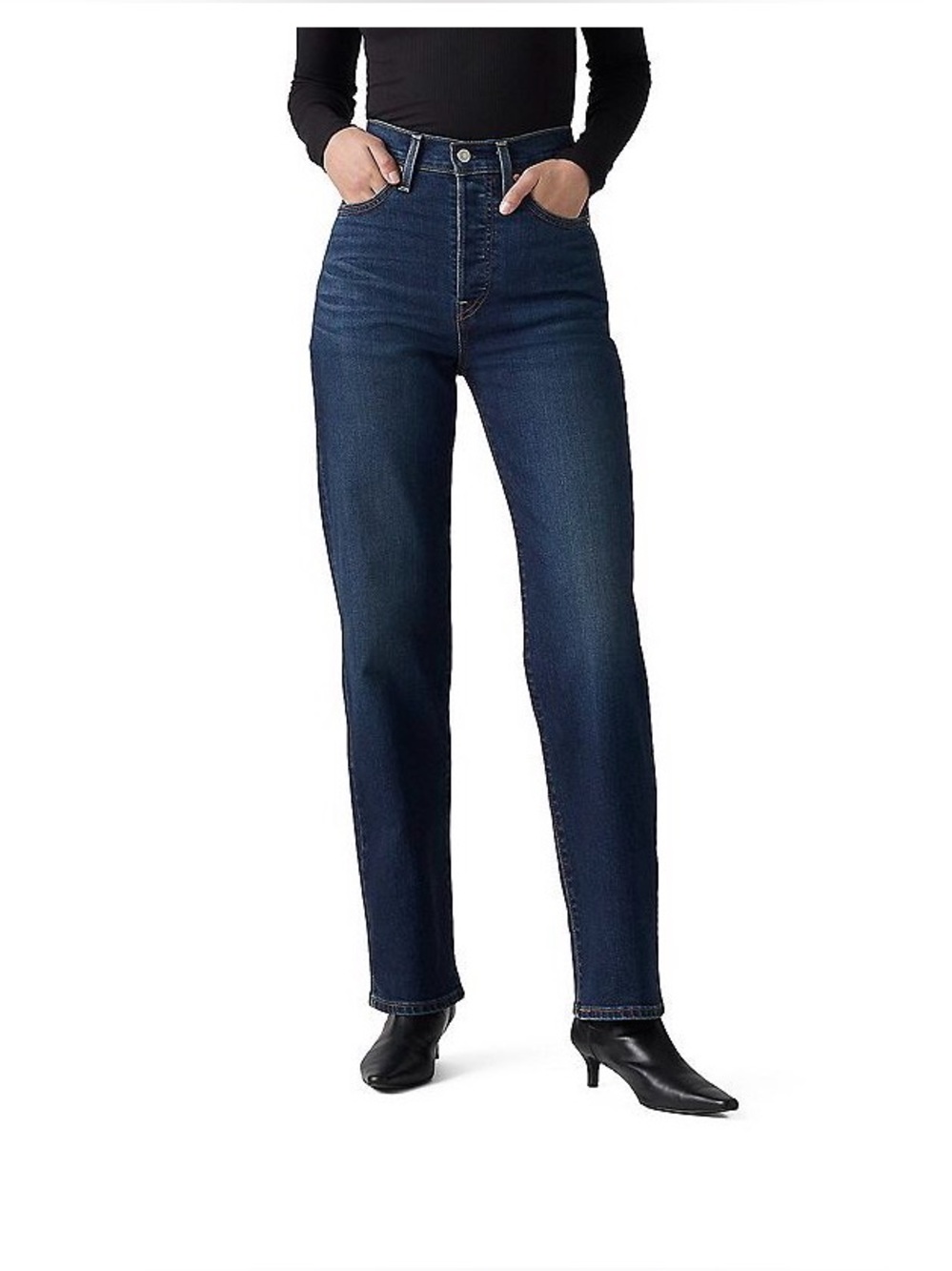 Levi's Women's RibCage Straight Ankle Jeans Dark Blue.